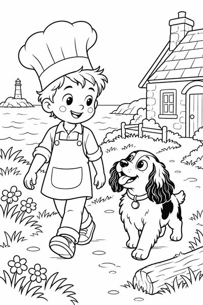 Coloring page: A Walk by the Lighthouse